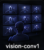 A guard watches a wall of screens